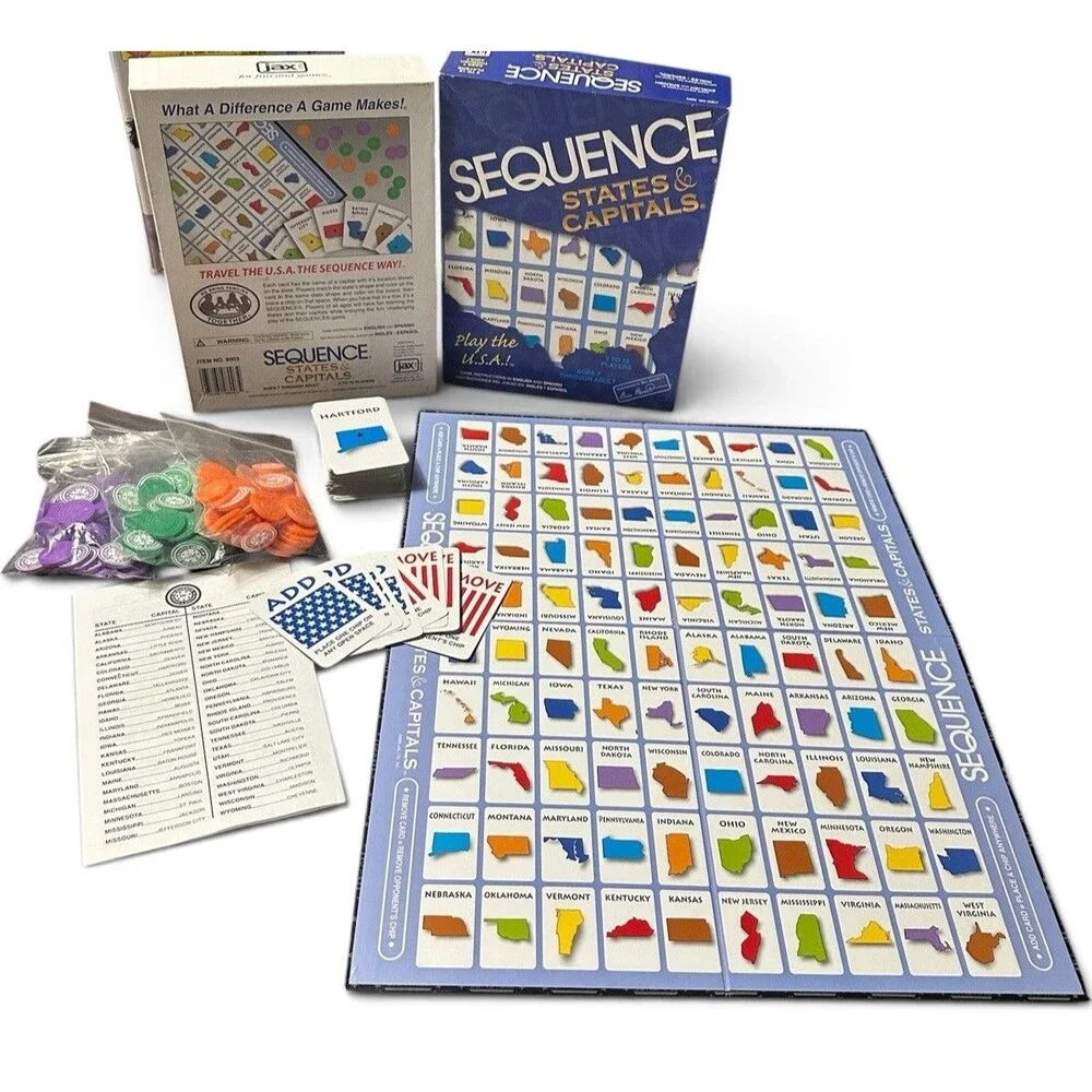 Sequence States and Capitals Game COMPLETE Jax 2006 Educational Cards Maps